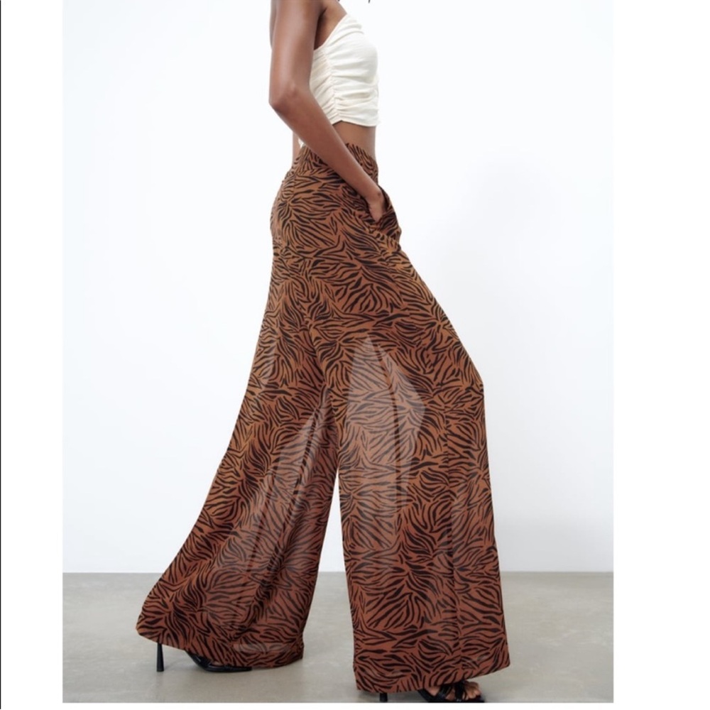 Zara Animal Print Palazzo Pant - Picture 4 of 9